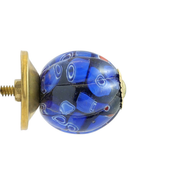 Glas-Möbelknopf - Moon | Schwarz/Blau/Millefiori (rund) Glas-Möbelknopf - Moon | Schwarz/Blau/Millefiori (rund)