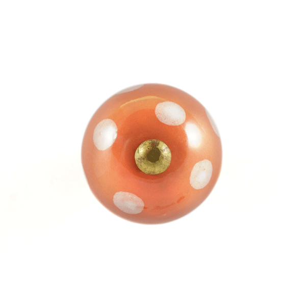 Keramik-Möbelknopf – Carnival Orange | Orange mit weißen Punkten (rund)