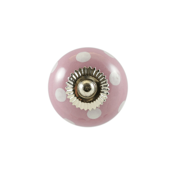 Keramik-Möbelknopf - Queen Lilac | Lila mit weißen Punkten (rund)