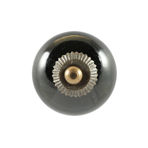 Keramik-Möbelknopf - Basic Black Rustica | (rund)