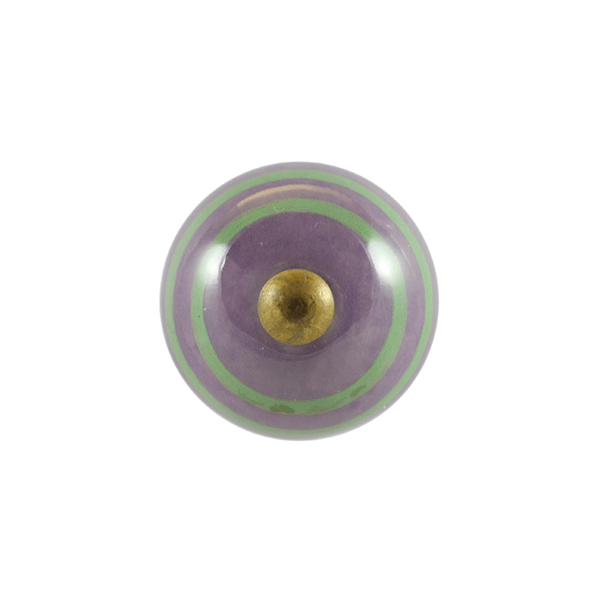 Keramik-Möbelknopf - Circus Purple | Violett mit blau-grünen Streifen (rund) Keramik-Möbelknopf - Circus Purple | Violett mit blau-grünen Streifen (rund)