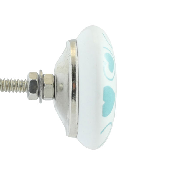 Keramik-Möbelknopf - Heart Dots Turquoise | weiß, türkis Herzen (rund) Keramik-Möbelknopf - Heart Dots Turquoise | weiß, türkis Herzen (rund)