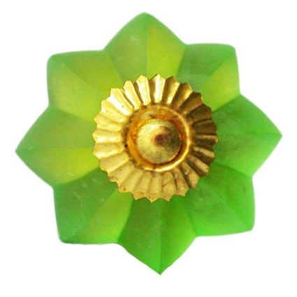 Glas-Möbelknopf - Oceanflower Green | Grün mit Mattglas (Blumenförmig) 