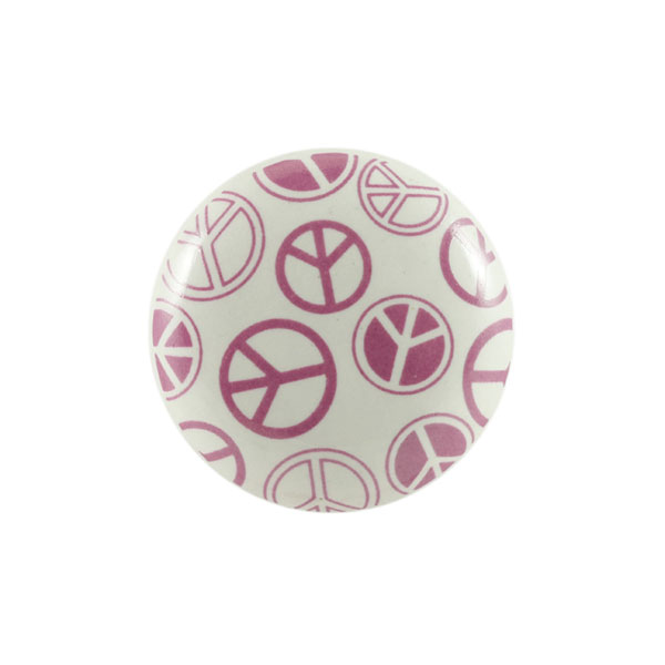 Keramik-Möbelknopf - Peace Rosa | weiß, rosa (rund) 