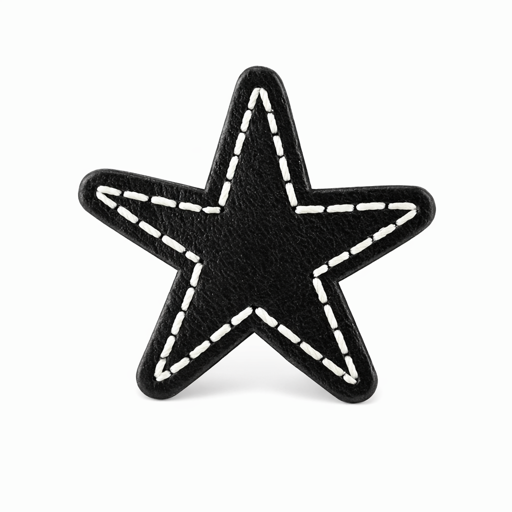 Leder-Möbelknopf - Schwarz (Sternform)