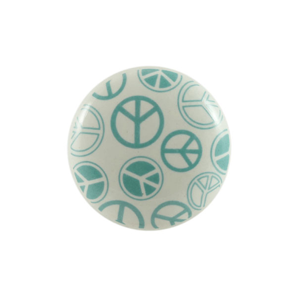 Keramik-Möbelknopf - Peace Turquoise | weiß, türkis (rund) 