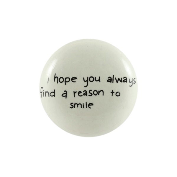 Keramik-Möbelknopf - QUOTE Smile | weiß schwarz (rund)