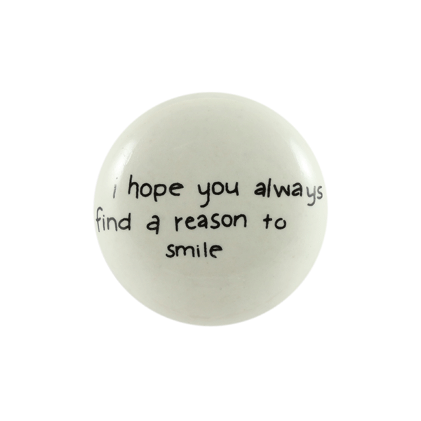 Keramik-Möbelknopf - QUOTE Smile | weiß schwarz (rund) Keramik-Möbelknopf - QUOTE Smile | weiß schwarz (rund)
