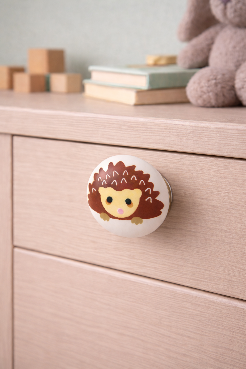 Keramik-Möbelknopf - Iggy Igel | Kinder (rund)