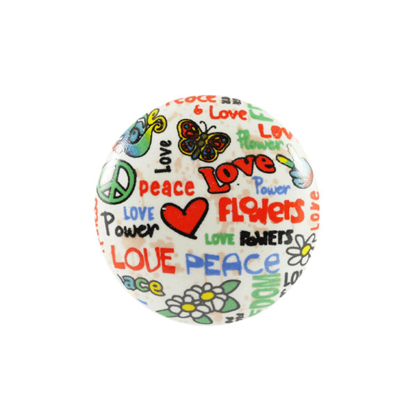 Keramik-Möbelknopf - Love and Peace | weiß, bunt (rund) 