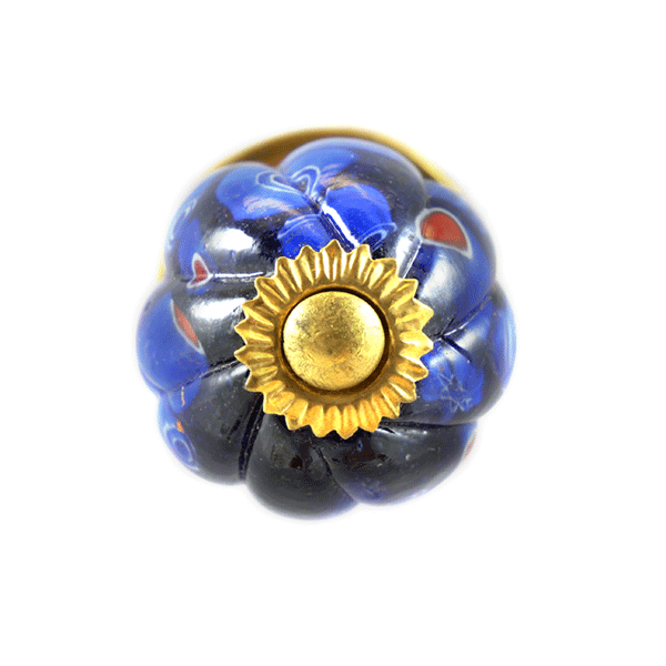 Glas-Möbelknopf - Moon | Schwarz/Blau/Millefiori (rund) Glas-Möbelknopf - Moon | Schwarz/Blau/Millefiori (rund)