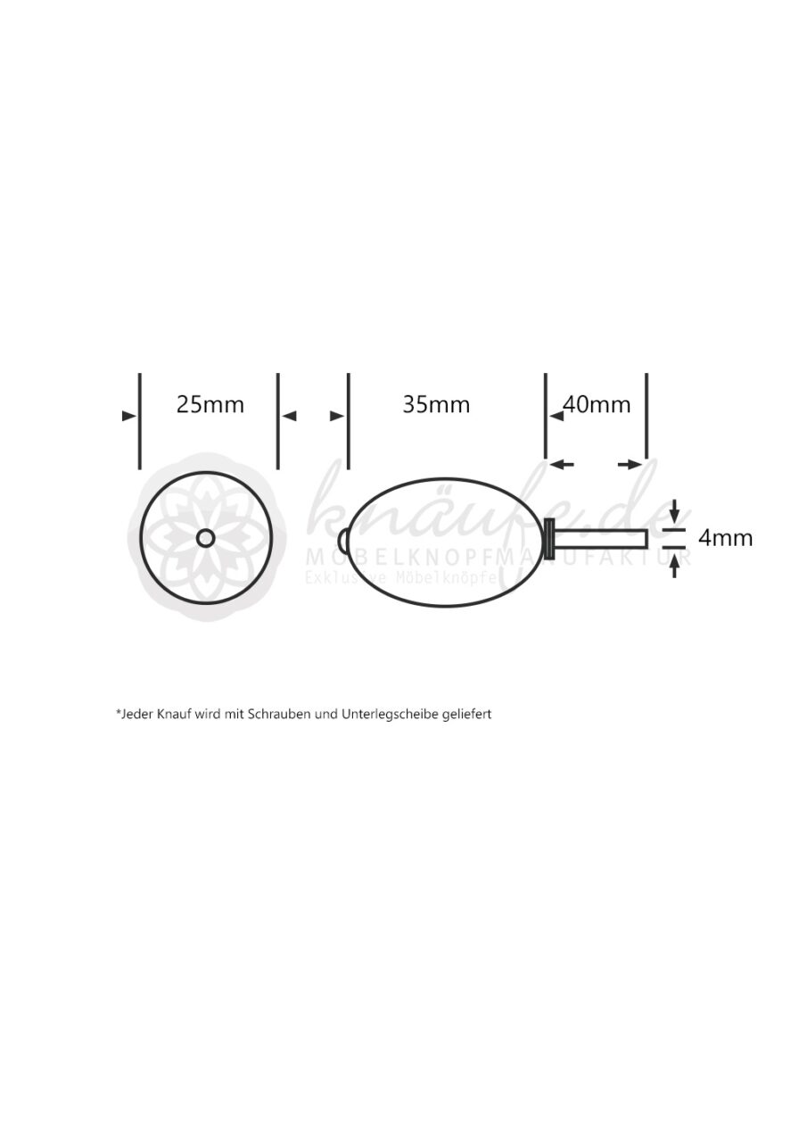 Keramik-Möbelknopf - Citro | Beige zitronenförmig (oval)