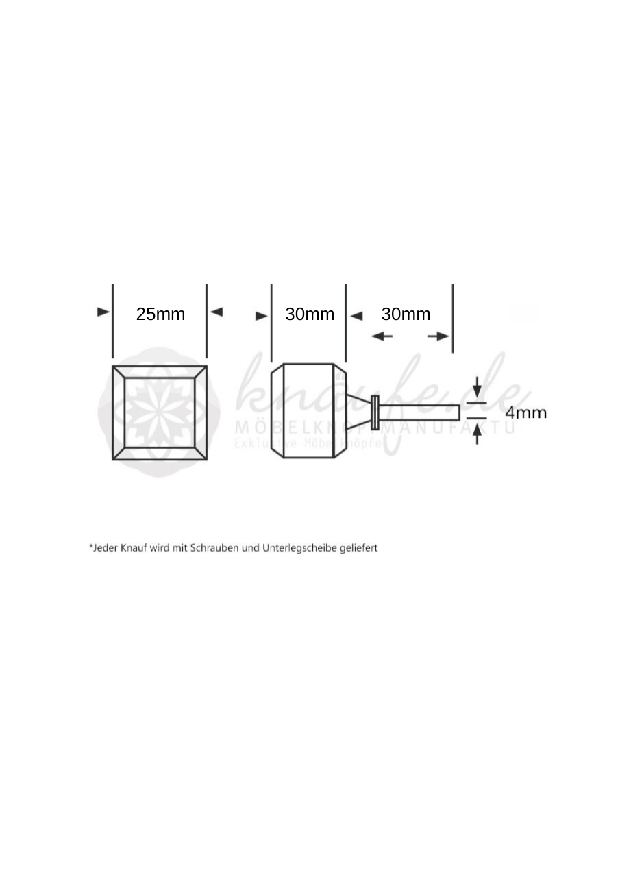 Glas-Möbelknopf - Youngstyle Amber | Bernstein (quadratisch)