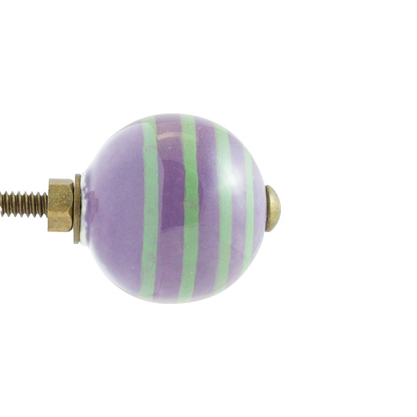 Keramik-Möbelknopf - Circus Purple | Violett mit blau-grünen Streifen (rund) Keramik-Möbelknopf - Circus Purple | Violett mit blau-grünen Streifen (rund)