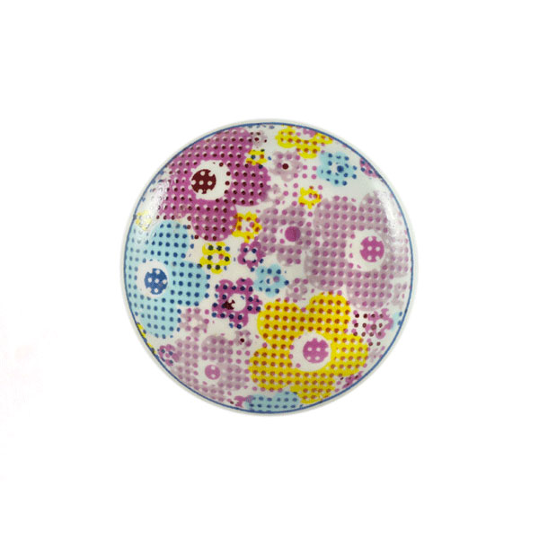 Keramik-Möbelknopf - Floral Colorful | weiß, bunt (rund) 
