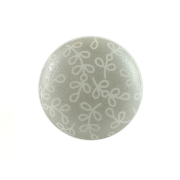  Keramik-Möbelknopf - Graue Zweige | hellgrau weiß (rund) 