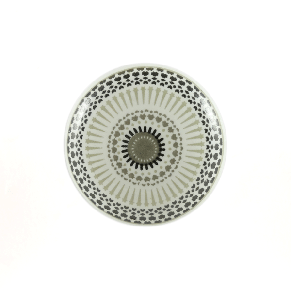 Keramik-Möbelknopf - India Summer Gray | weiß grau schwarz (rund) 