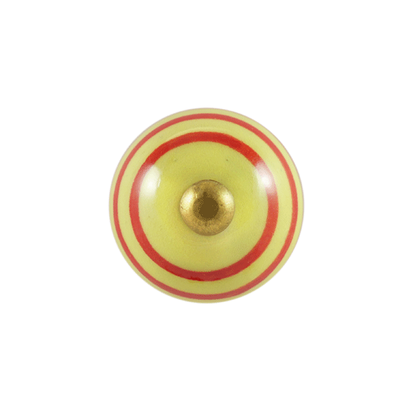 Keramik-Möbelknopf - Circus Yellow | Gelb mit orangen Streifen (rund) 