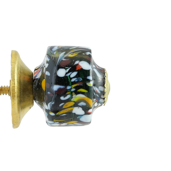 Glas-Möbelknopf - Pearl | Schwarz/Blau/Millefiori (rund) Glas-Möbelknopf - Pearl | Schwarz/Blau/Millefiori (rund)