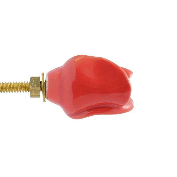 Keramik-Möbelknopf - Rote Blumenknospe Keramik-Möbelknopf - Rote Blumenknospe