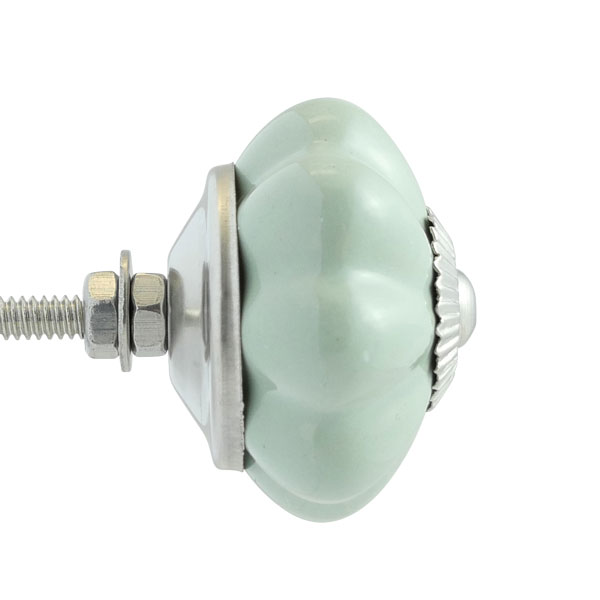 Keramik-Möbelknopf – Mint Flower | Mintgrün (Blumenform)