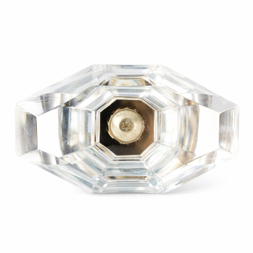 Glas-Möbelknopf - Rojin | transparent achtkantig geschliffen (oval)