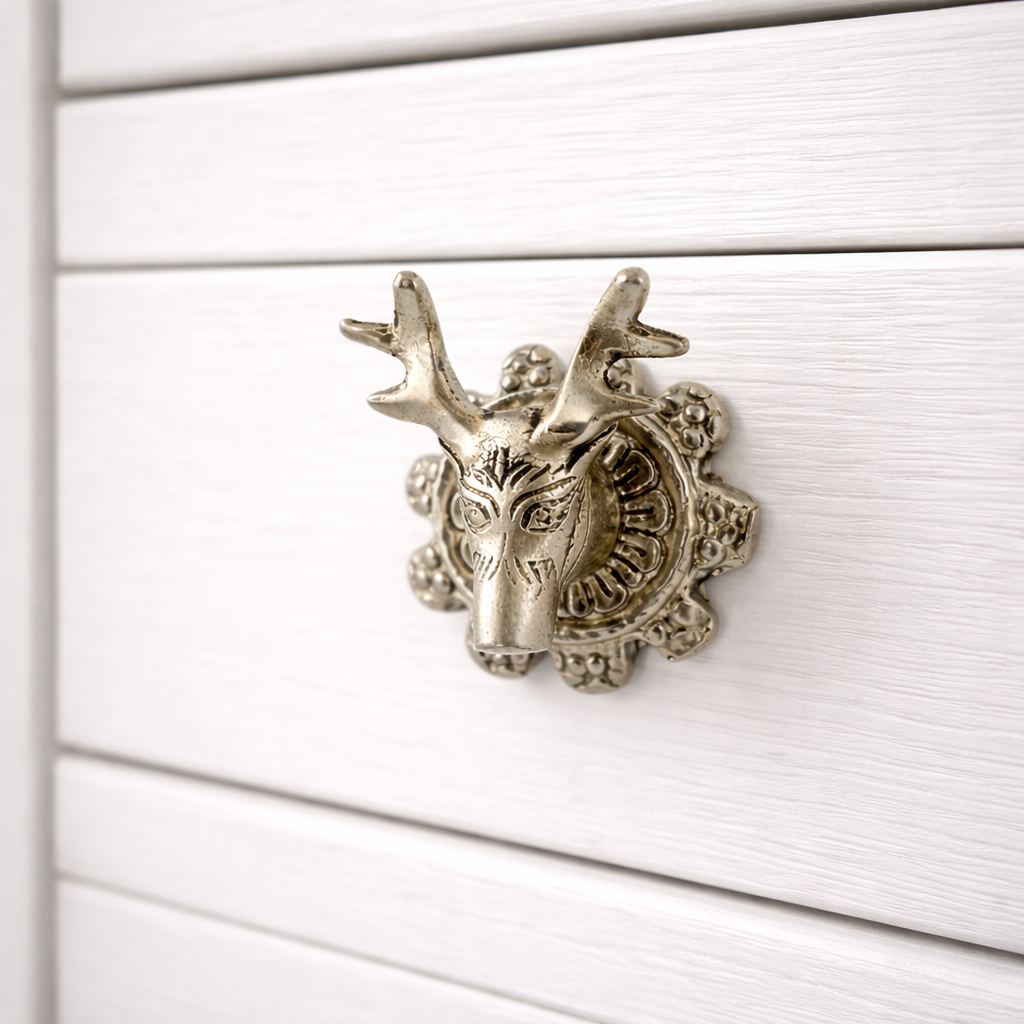 Metall-Möbelknopf - Hirsch - Silber