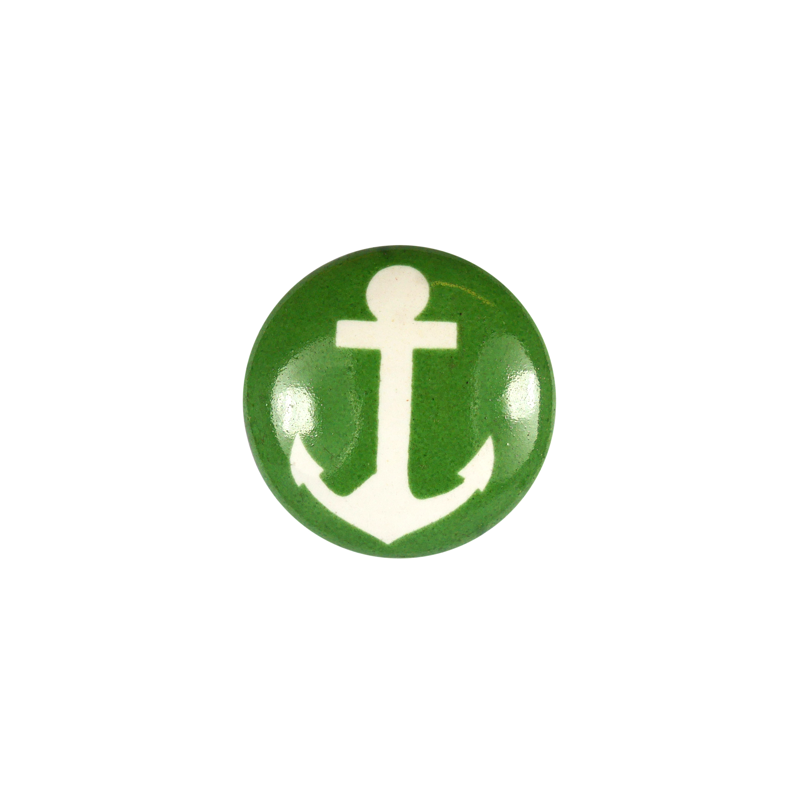 Keramik-Möbelknopf - Green Anchor | Anker Grün (Rund)