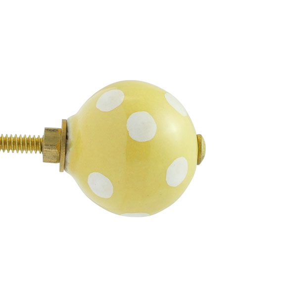 Keramik-Möbelknopf – Carnival Yellow | Gelb mit weißen Punkten (rund) Keramik-Möbelknopf – Carnival Yellow | Gelb mit weißen Punkten (rund)