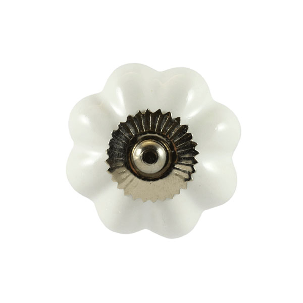 Keramik-Möbelknopf - White Flower | weiß (Blumenform