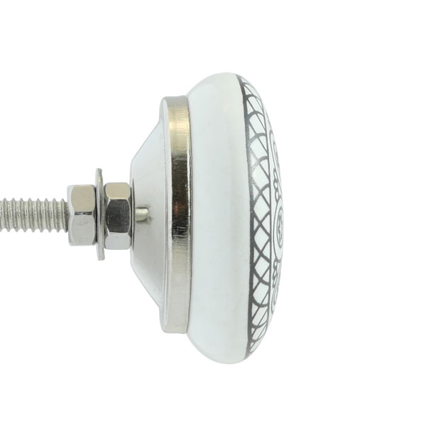 Keramik-Möbelknopf - Nessa Black | weiß schwarz (rund) Keramik-Möbelknopf - Nessa Black | weiß schwarz (rund)