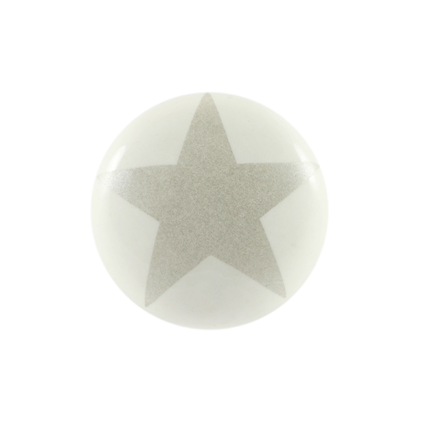Keramik-Möbelknopf - Big Star Grey | Weiß grauer-Stern (rund) 