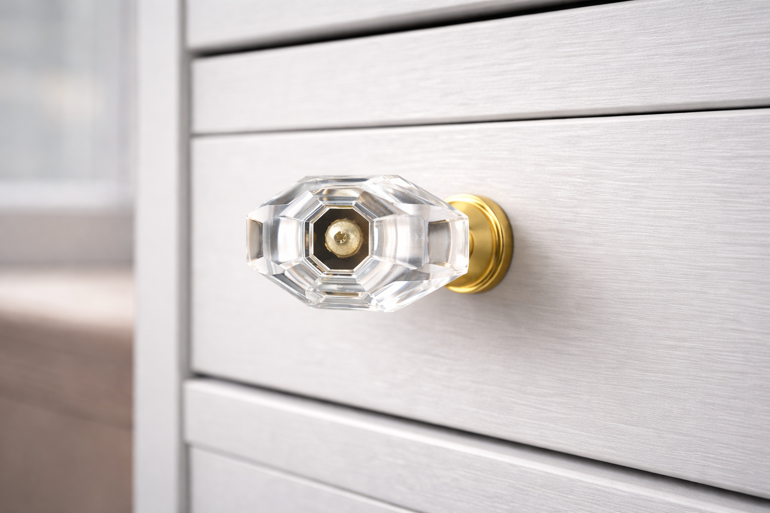 Glas-Möbelknopf - Rojin | transparent achtkantig geschliffen (oval)