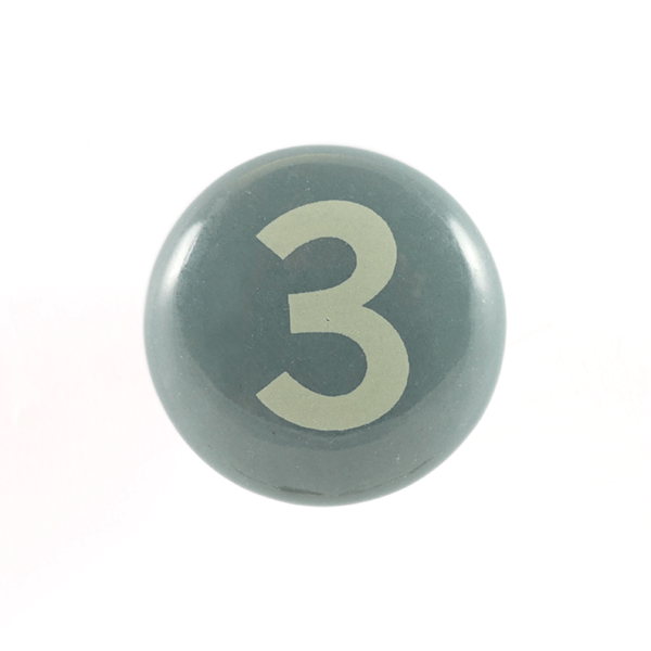 Keramik-Möbelknopf - Number 3 | grau (rund)