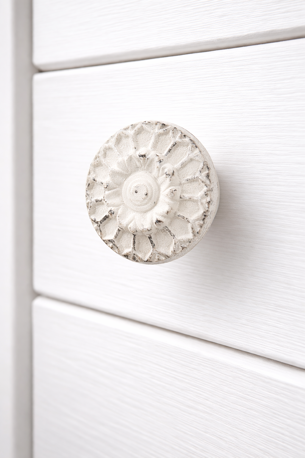 Metall-Möbelknopf - Runa | Vintage weiß (rund)