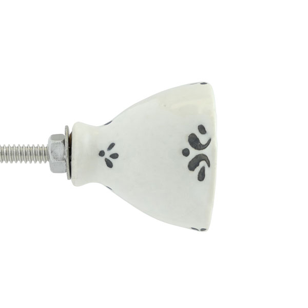 Keramik-Möbelknopf - Mrs. | weiß schwarz (oval) Keramik-Möbelknopf - Mrs. | weiß schwarz (oval)