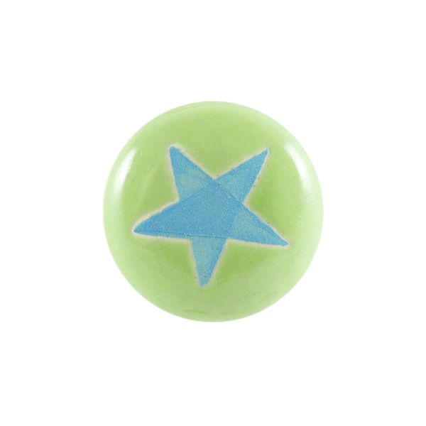 Keramik-Möbelknopf - Blue Star Green | Grün blauer-Stern (rund) 