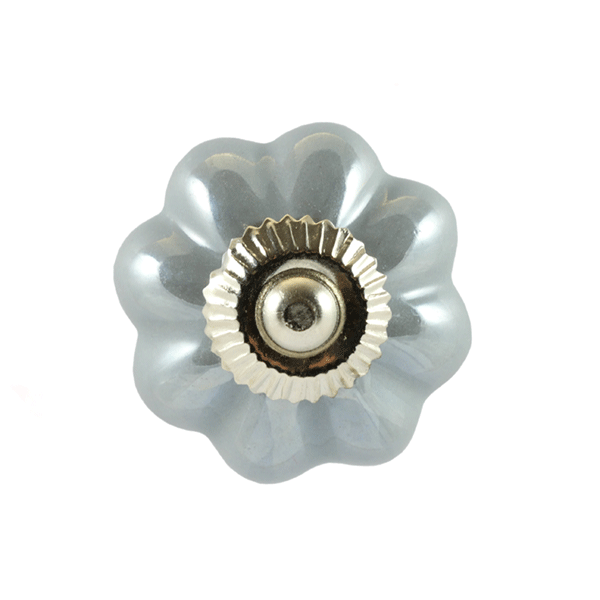 Keramik-Möbelknopf - Ice Blue Flower | Eisblau (Blumenform)