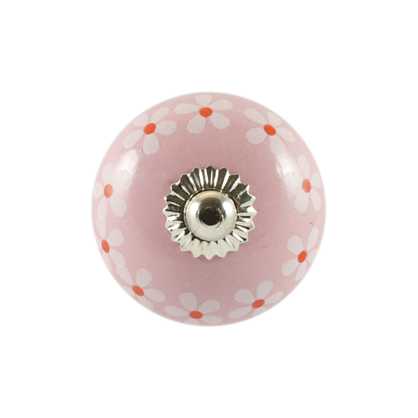 Keramik-Möbelknopf - Pink Flower (rund) 